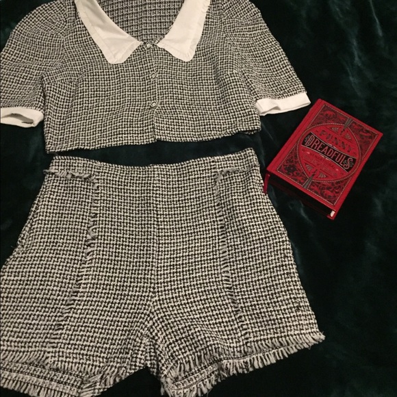New Peter Pan collar Tweed Short set - Picture 3 of 4